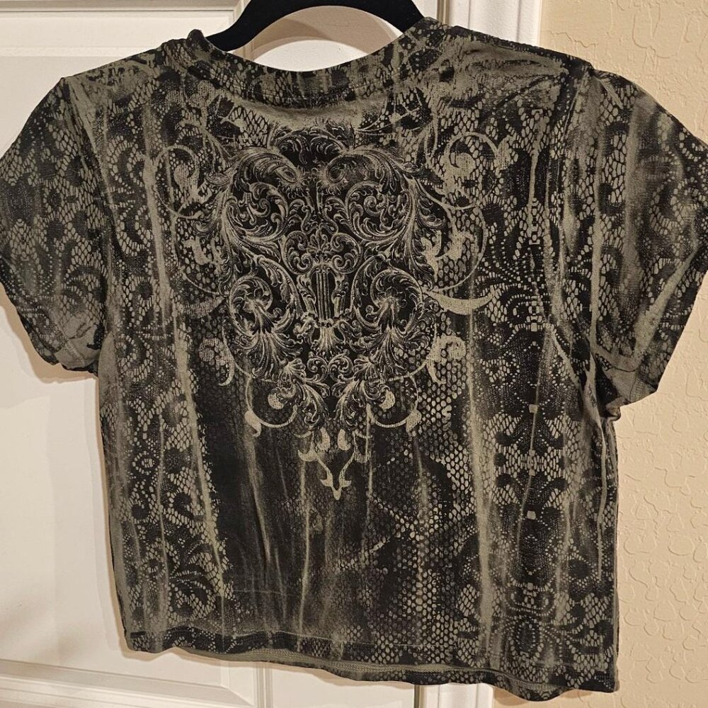 Affliction Baby Doll Tee - Grey/Green (Never Worn) - Picture 4 of 5